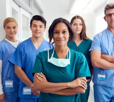 caregiver talking with senior woman
