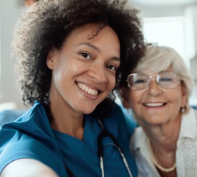 senior woman and caregiver