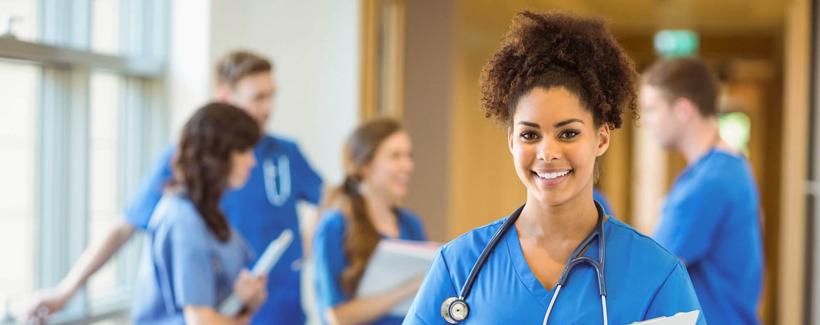 senior woman talking with caregiver